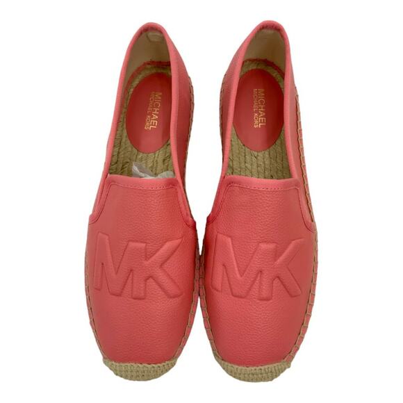 Michael Kors Hastings Espadrille Tumbled Faux Leather Tea Rose Pink Size 7 NWT - Picture 2 of 7